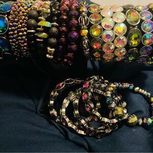 paparazzi Iridescent Multicolor Crystal Bracelet Set on Black Accents
